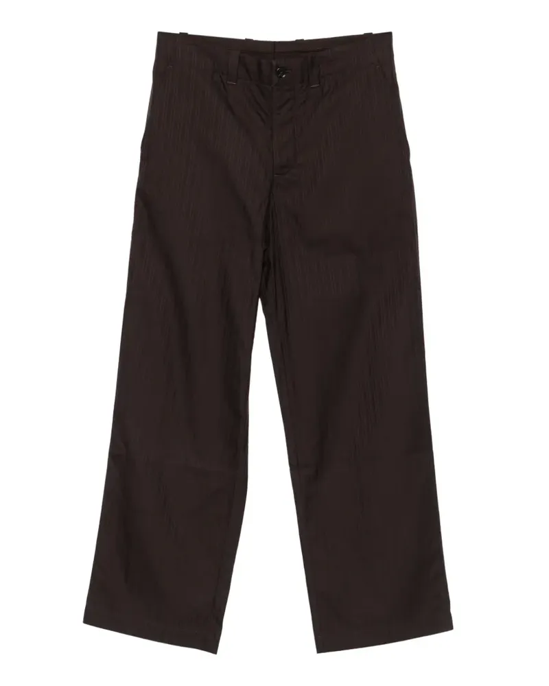 Lacoste pinstriped logo-patch trousers - Braun Braun