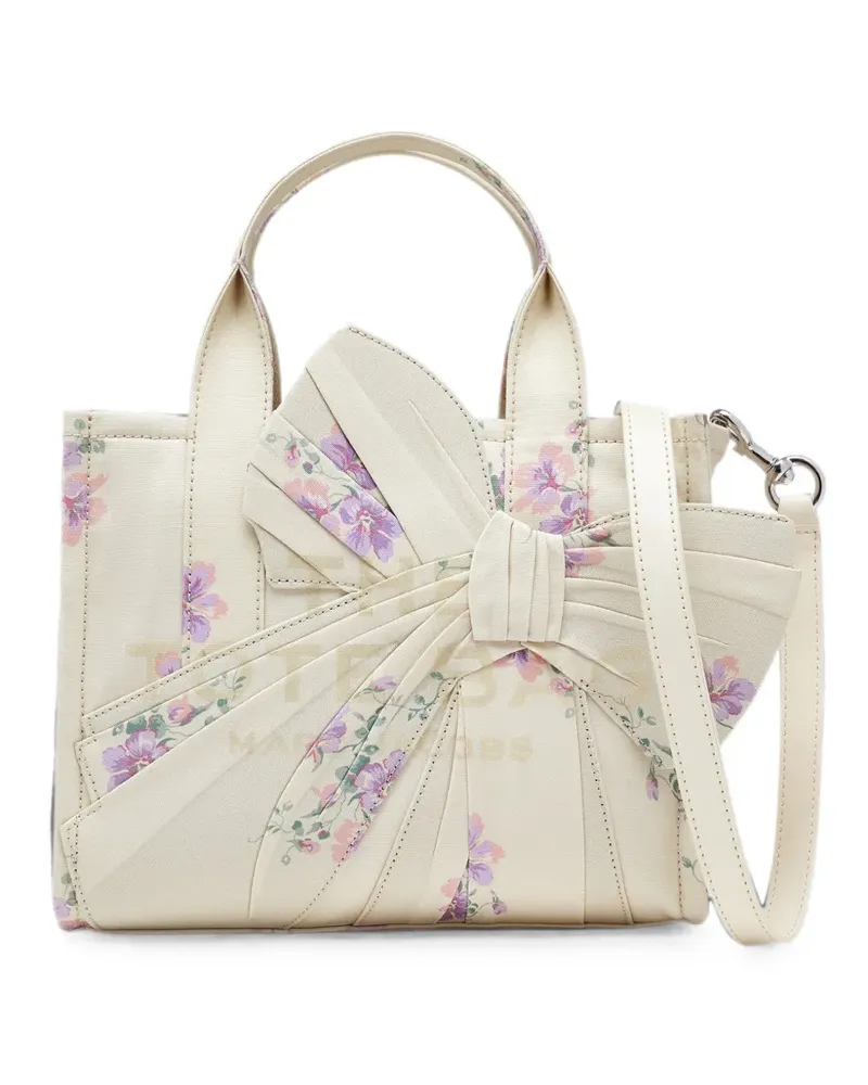 Marc Jacobs small tote in antique floral canvas with oversized bow - Nude Nude