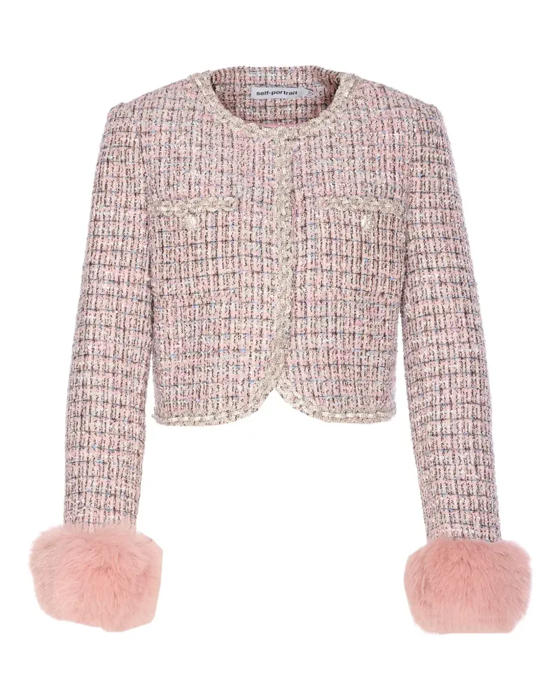 Self-Portrait Tweed-Jacke mit Kristallen - Rosa Rosa