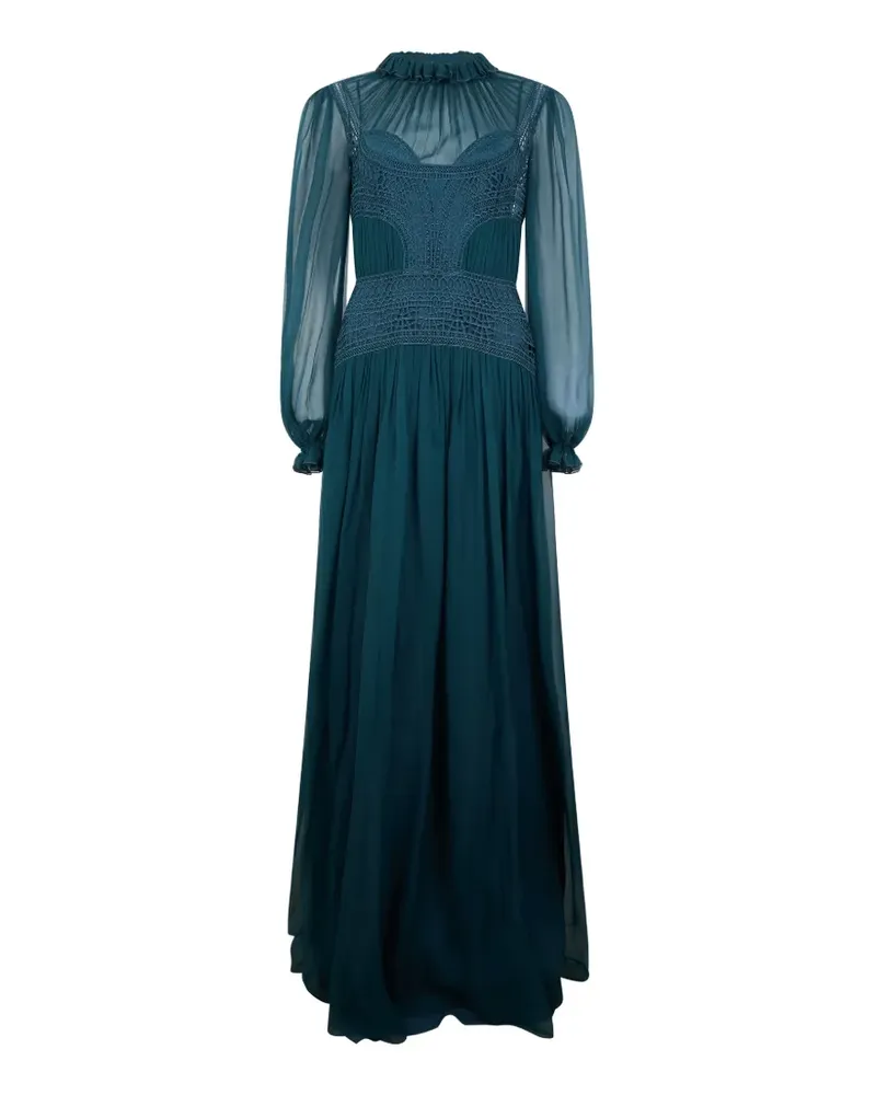 Alberta Ferretti Gehäkeltes Maxikleid mit gerüschten Bündchen - Blau Blau