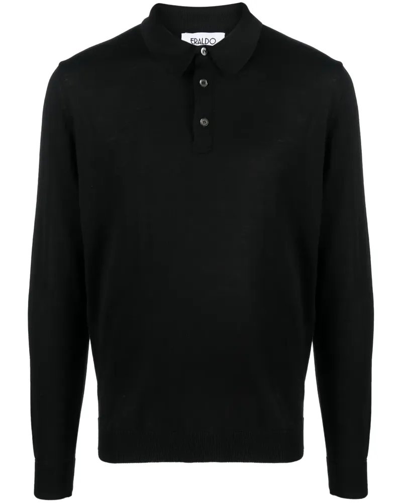 ERALDO Poloshirt aus Merinowolle - Schwarz Schwarz