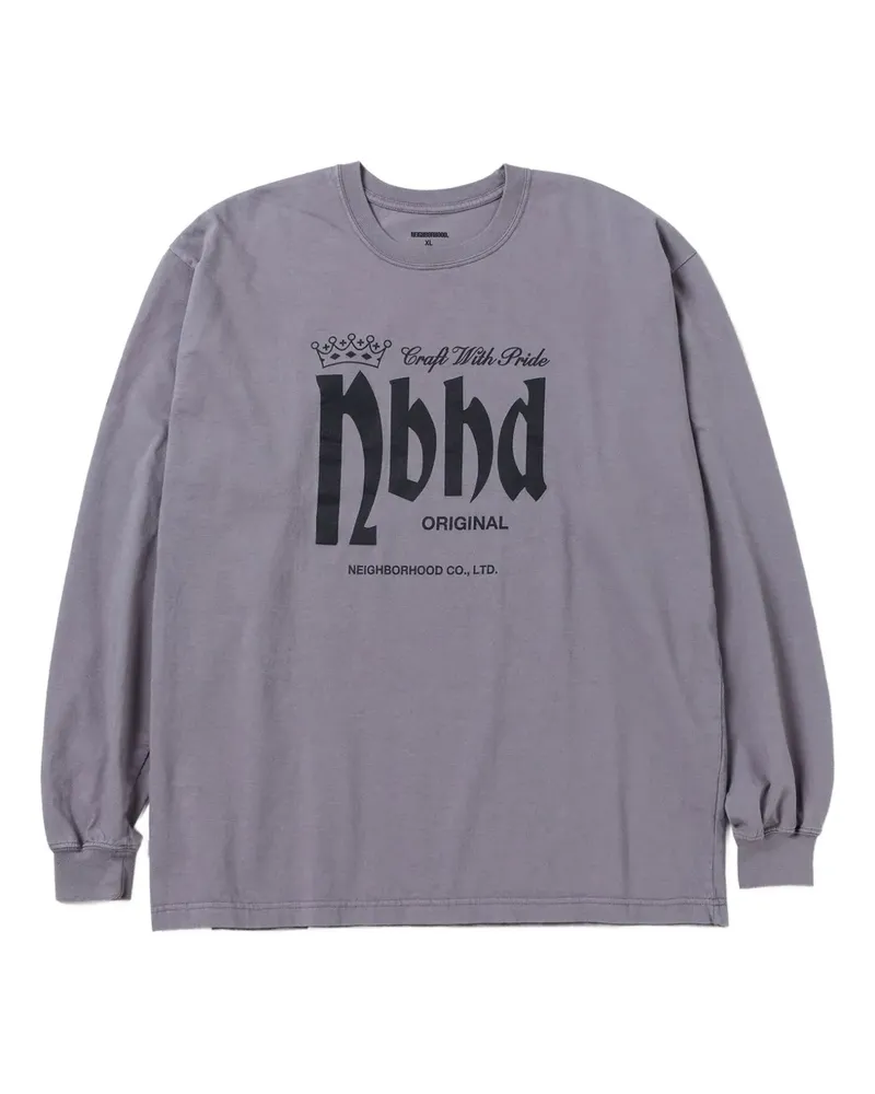 Neighborhood Langarmshirt mit Slogan-Print - Grau Grau