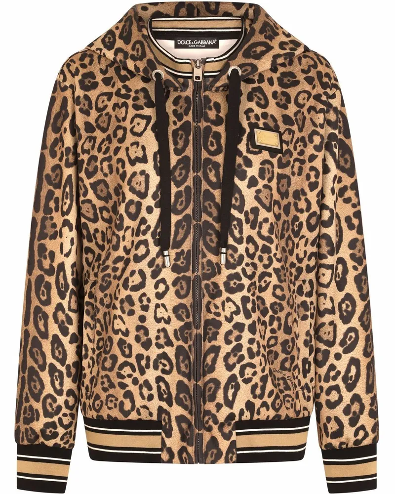 Dolce & Gabbana Kapuzenjacke mit Leoparden-Print - Braun Braun