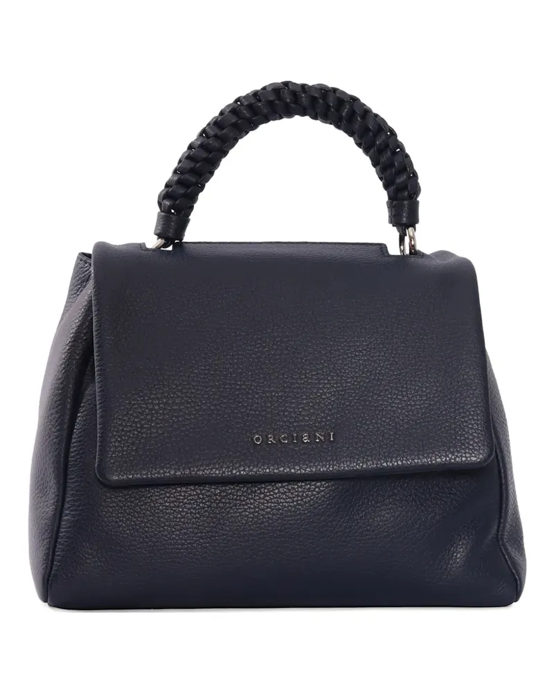 Orciani Tote Bag mit Flechtriemen - Blau Blau