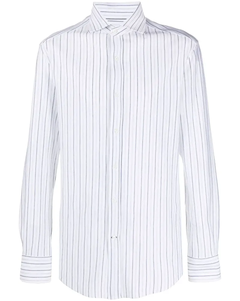 Brunello Cucinelli Gestreiftes Hemd - Weiß Weiß
