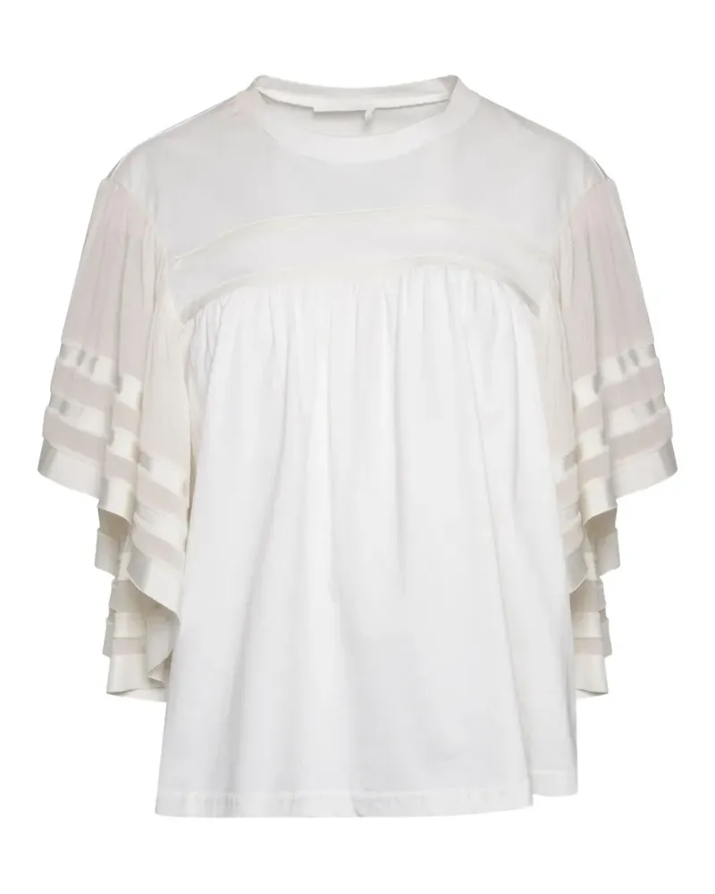 Chloé Bluse mit Seersucker-Ärmeln - Weiß Weiß