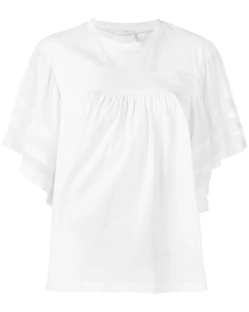 Chloé Bluse mit Seersucker-Ärmeln - Weiß Weiß