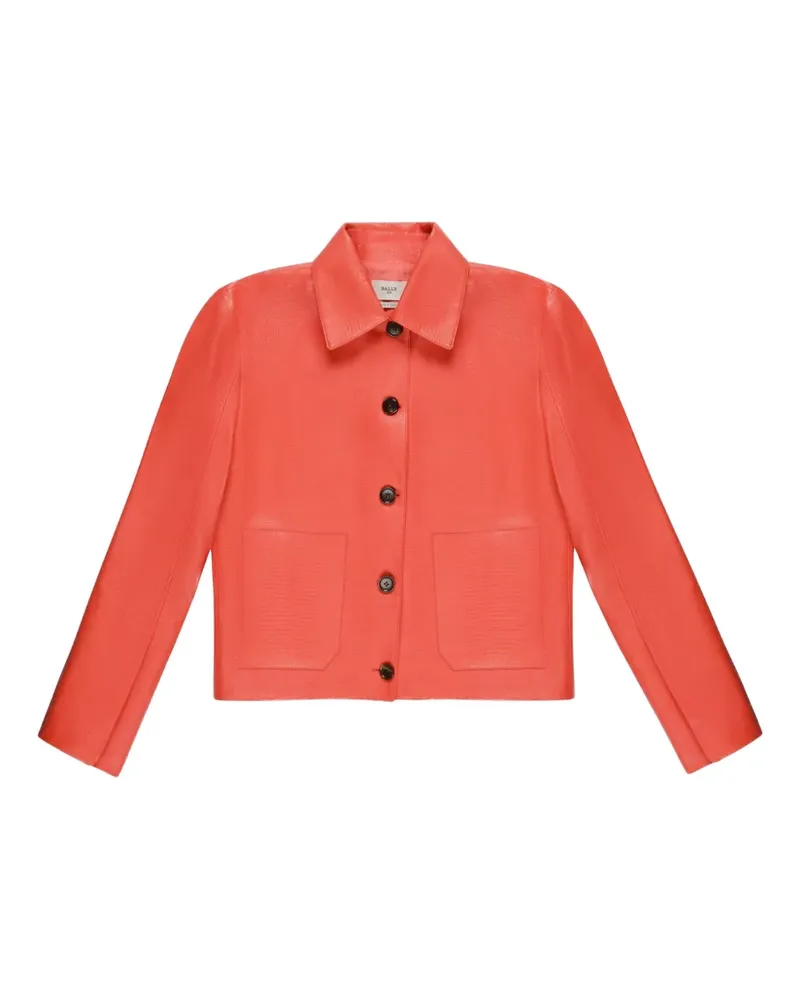 Bally Lederjacke mit Knopfverschluss - Orange Orange