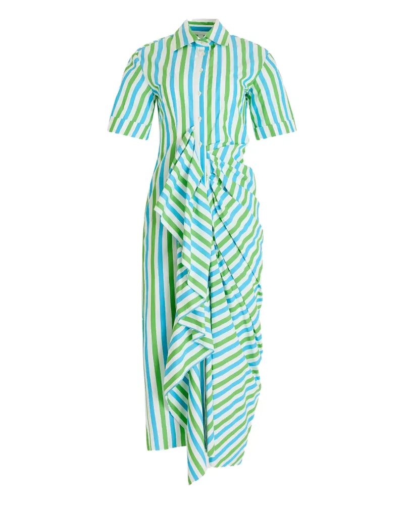 Rosie Assoulin Gestreiftes Midi-Hemdkleid mit Rüschen - Blau Blau