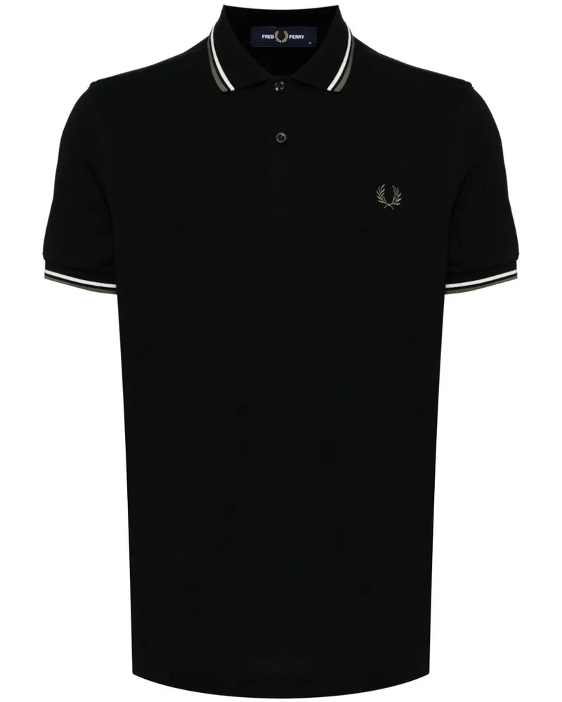 Fred Perry Poloshirt mit Streifendetails - Schwarz Schwarz
