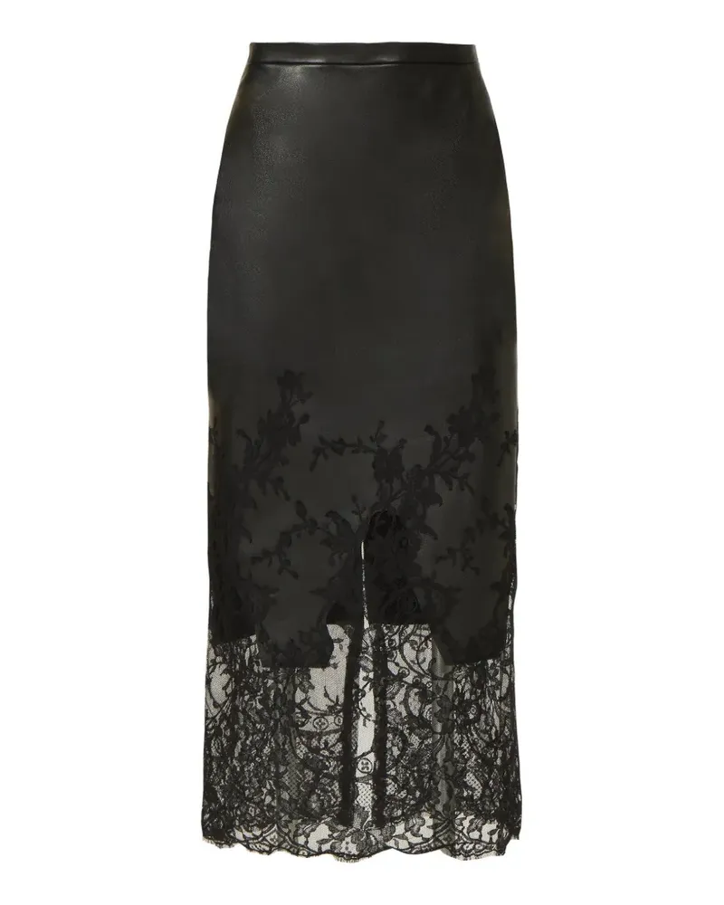 COSTARELLOS Asha Bleistift-Midirock aus Spitze - Schwarz Schwarz