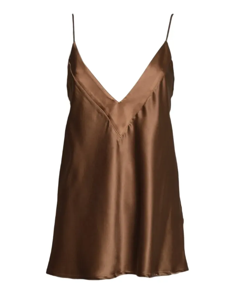 SOLOTRE satin-finish V-neck camisole top - Braun Braun