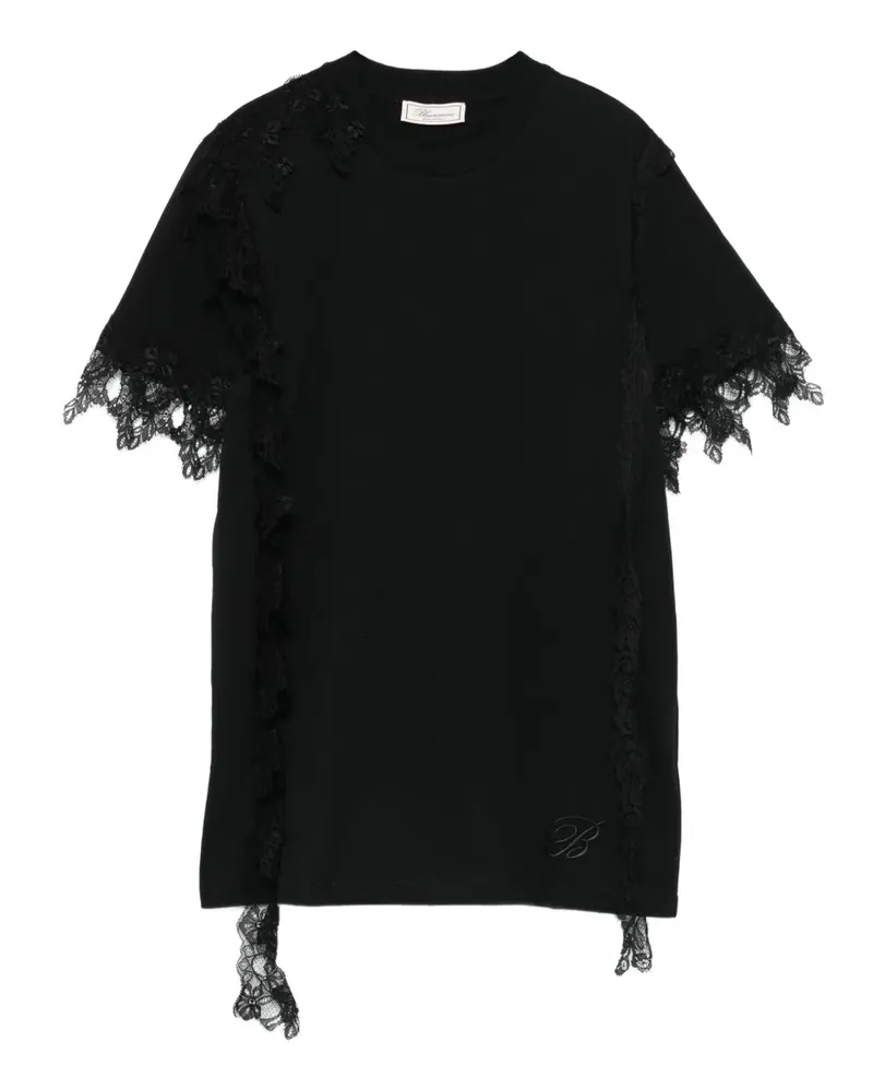 Blumarine Oberteil mit Spitzenbesatz - Schwarz Schwarz