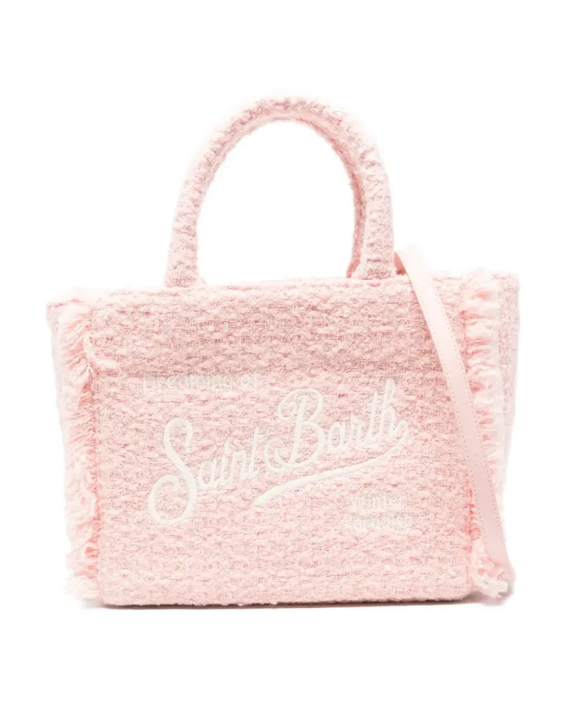 MC2 Saint Barth medium Collete tweed fringed embroidered tote bag - Rosa Rosa