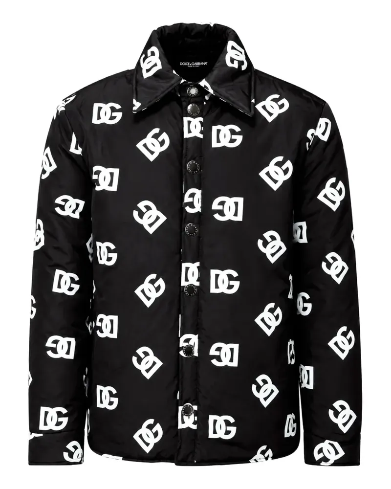 Dolce & Gabbana Gefütterte Jacke mit Monogramm-Print - Schwarz Schwarz