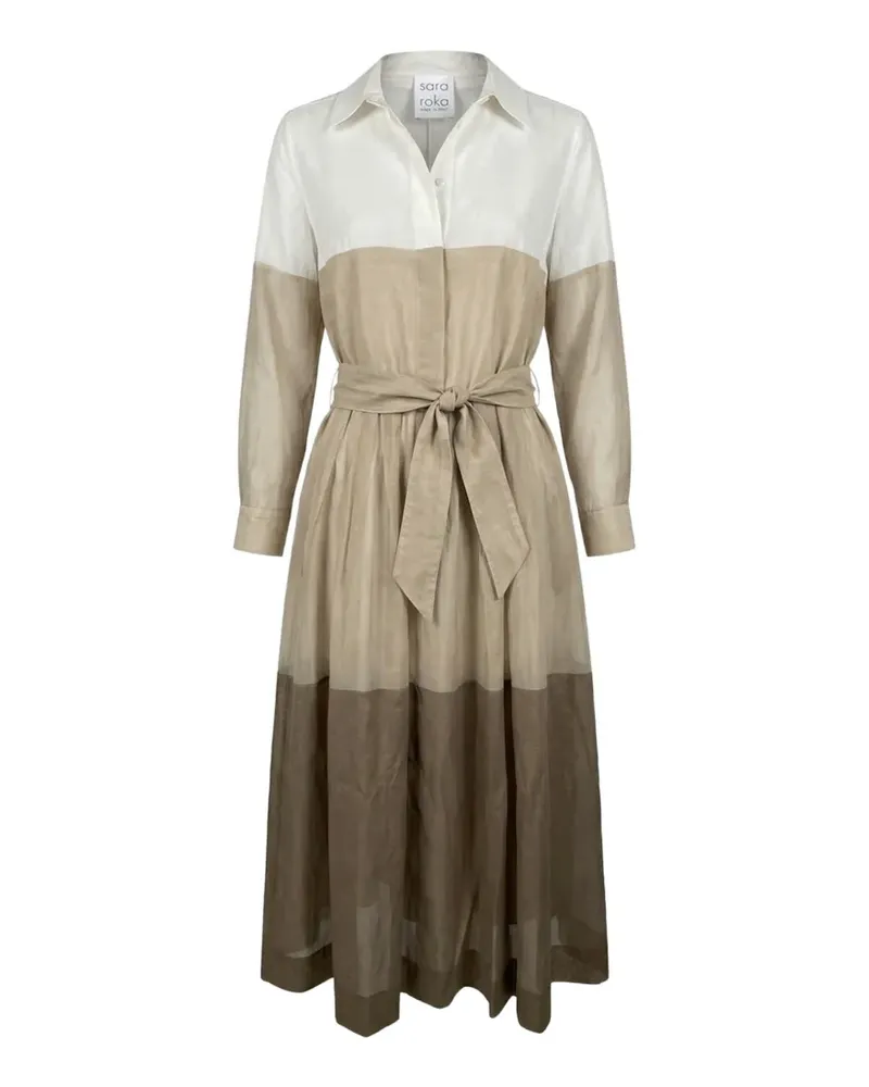 Sara Roka colourblock belted midi dress - Nude Nude