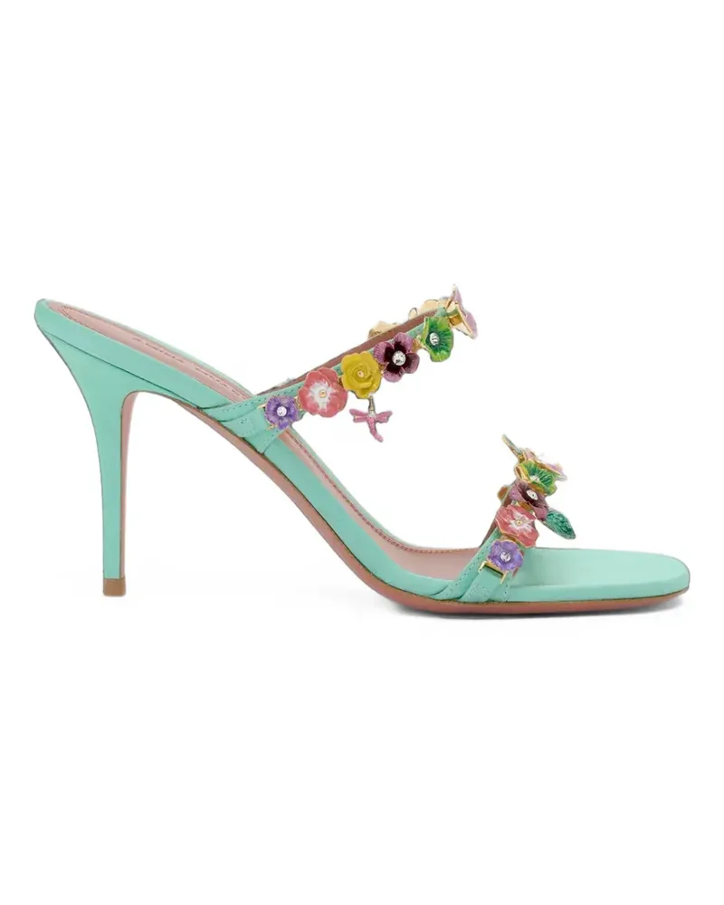 Amina Muaddi Vittoria Sandalen mit Blumendetail - Grün Grün