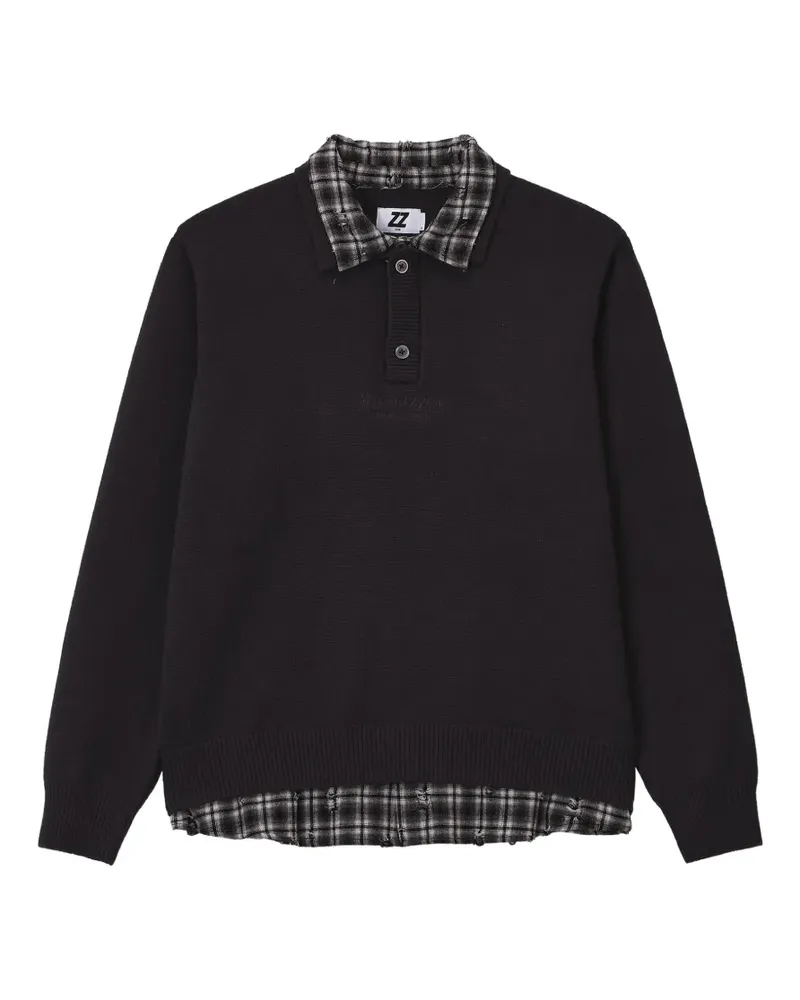 Izzue Pullover im Layering-Look - Schwarz Schwarz