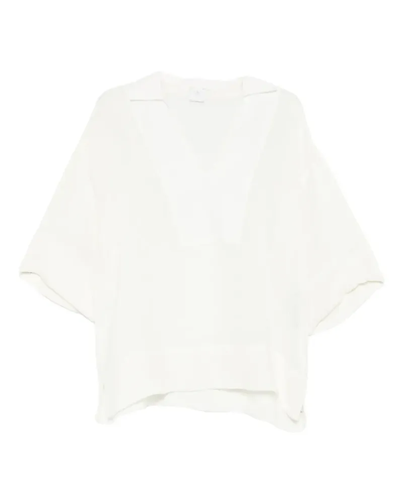 Eleventy Bluse mit V-Ausschnitt - Weiß Weiß