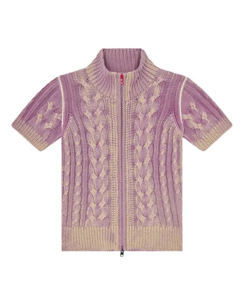 Diesel cable-knit short-sleeve cardigan - Violett Violett