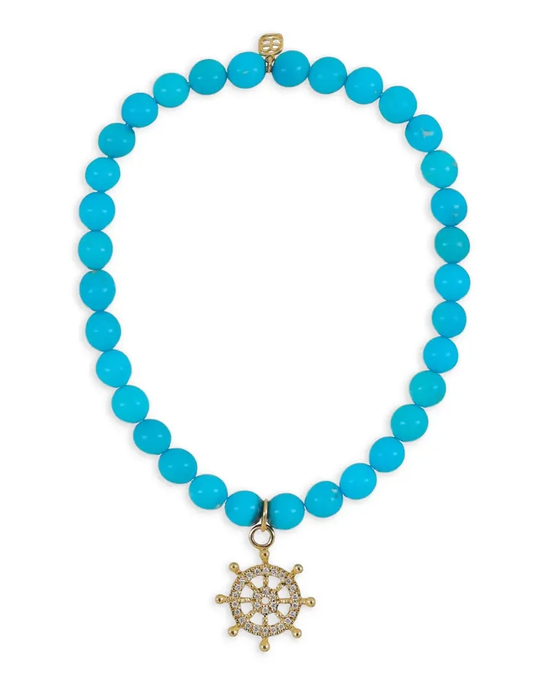 Sydney Evan Helm Charm Armband mit Diamanten und Türkis - Gold Gold