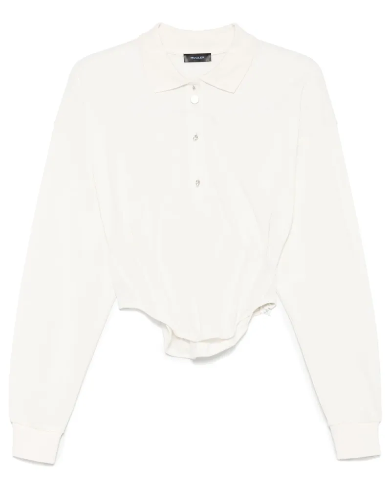 Thierry Mugler Poloshirt mit Corsage - Weiß Weiß