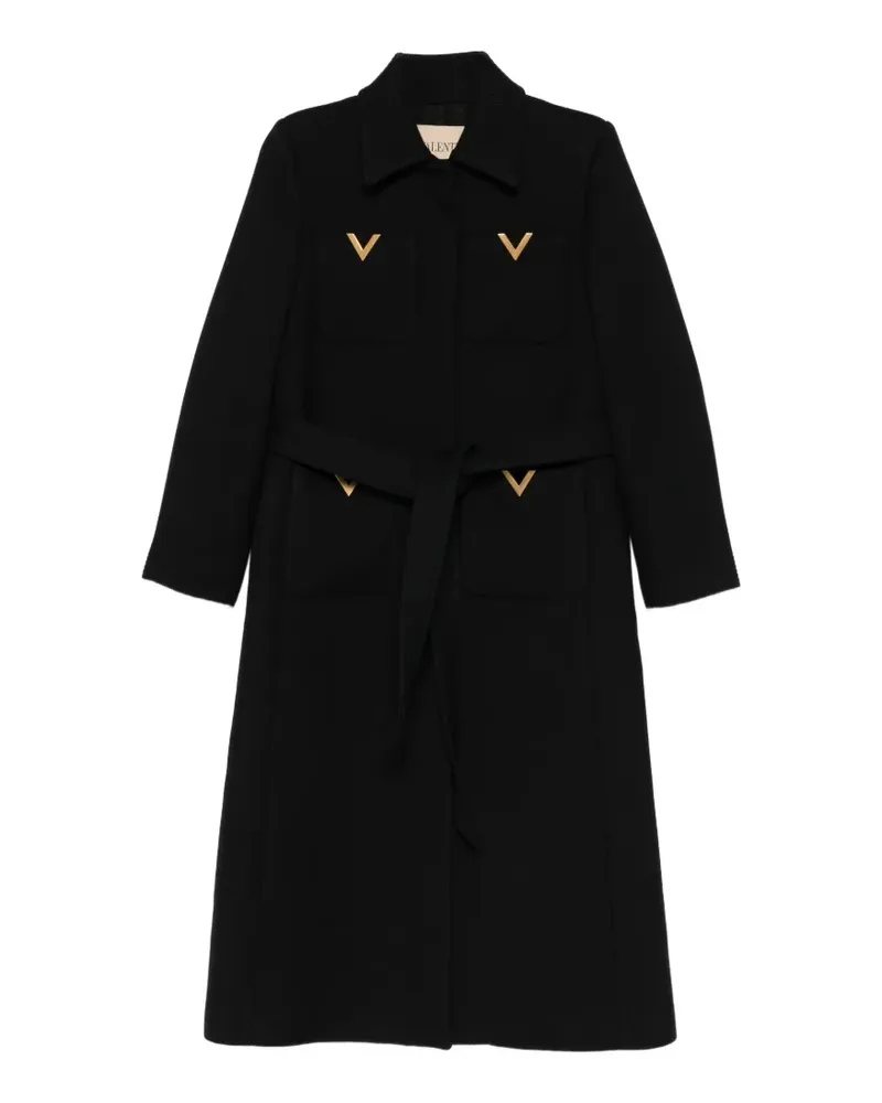 Valentino Garavani logo-detail single-breasted coat - Schwarz Schwarz