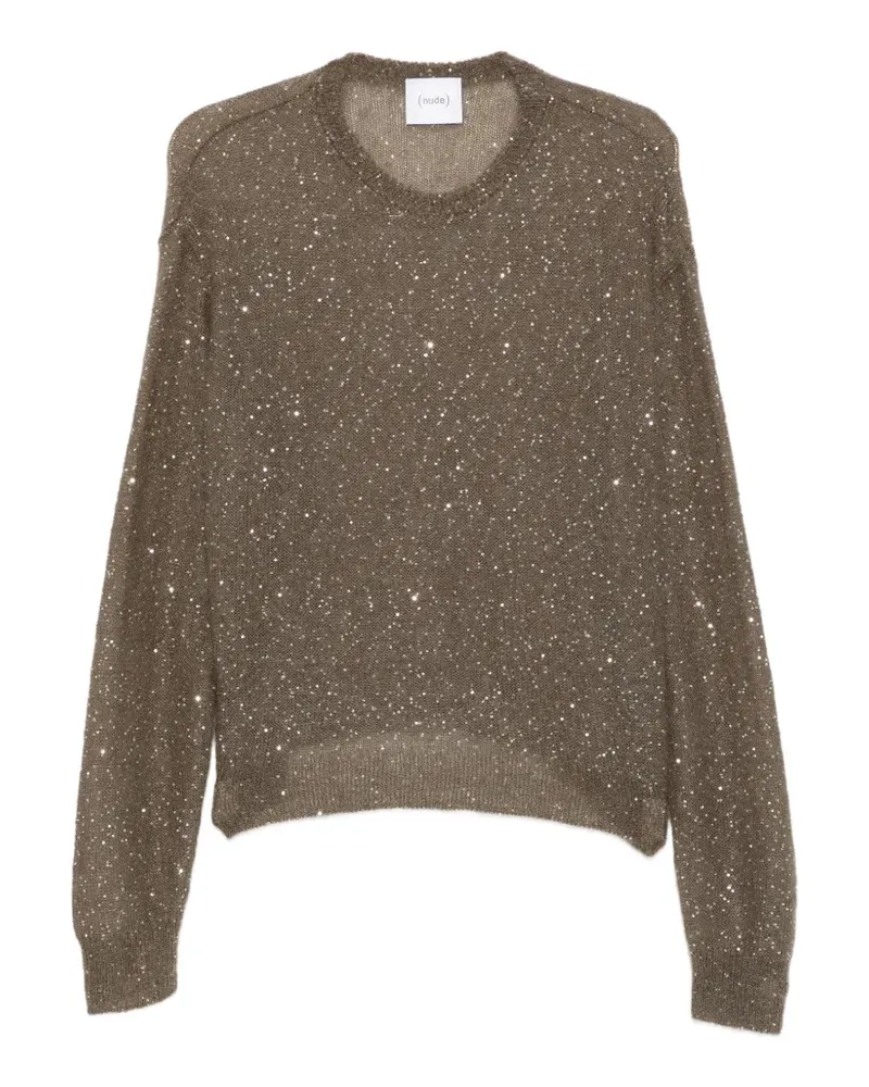 NUDE Pullover aus Mohär mit Pailletten - Grün Grün
