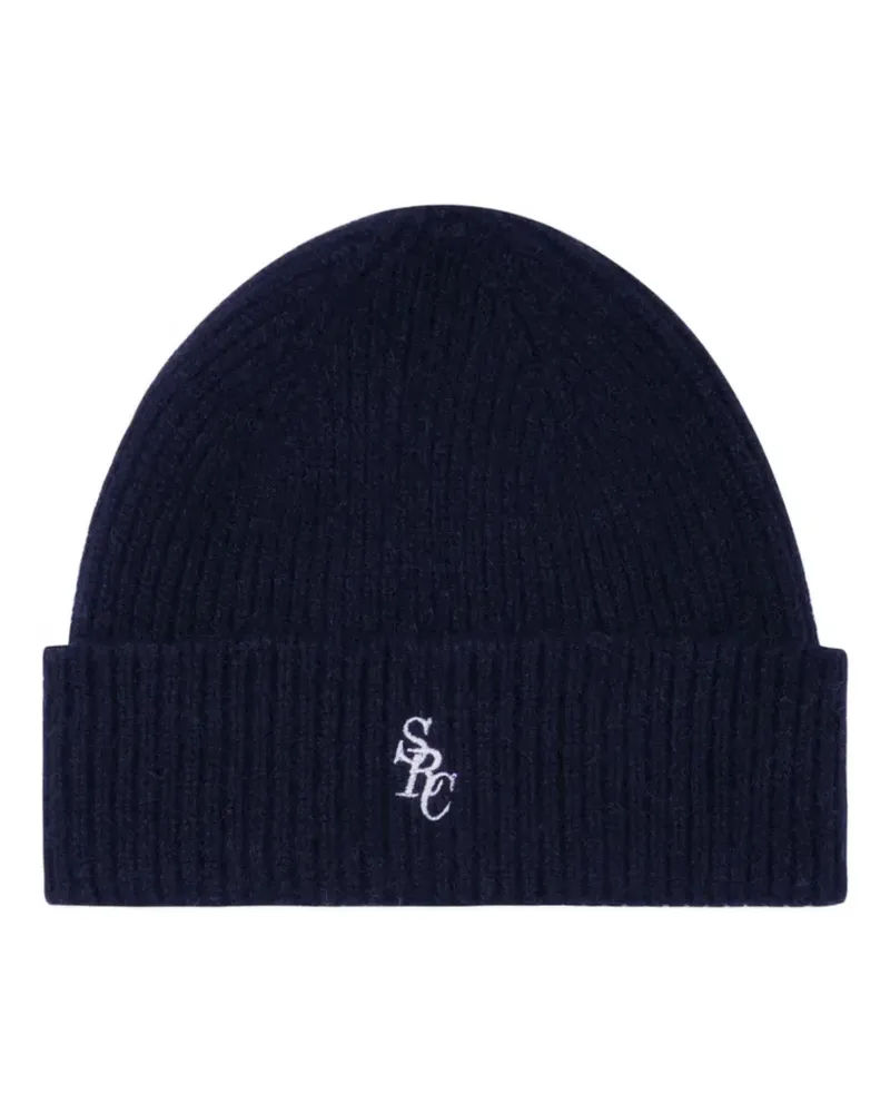 SPORTY & RICH embroidered-logo beanie hat - Blau Blau