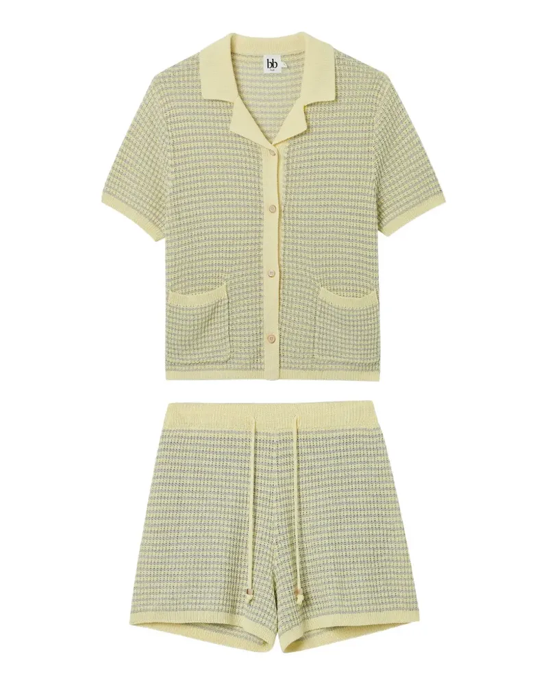 b+ab textured-knit shirt and shorts set - Gelb Gelb