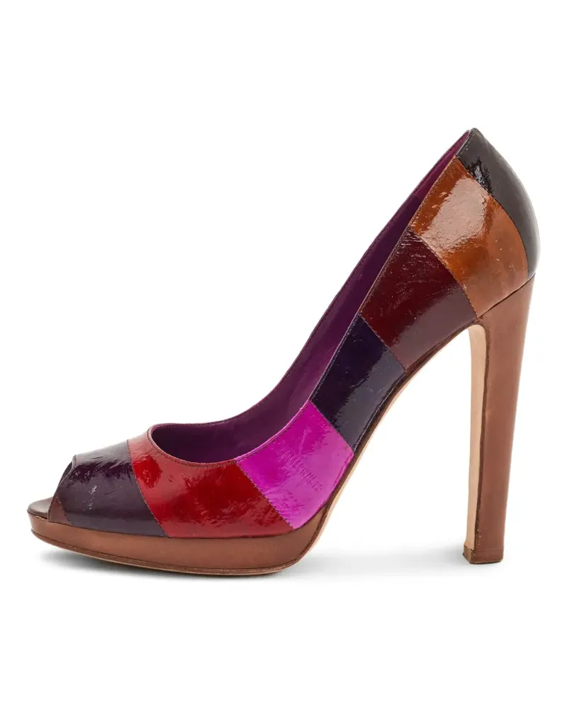 Sergio Rossi Gestreifte Peeptoe-Pumps - Braun Braun