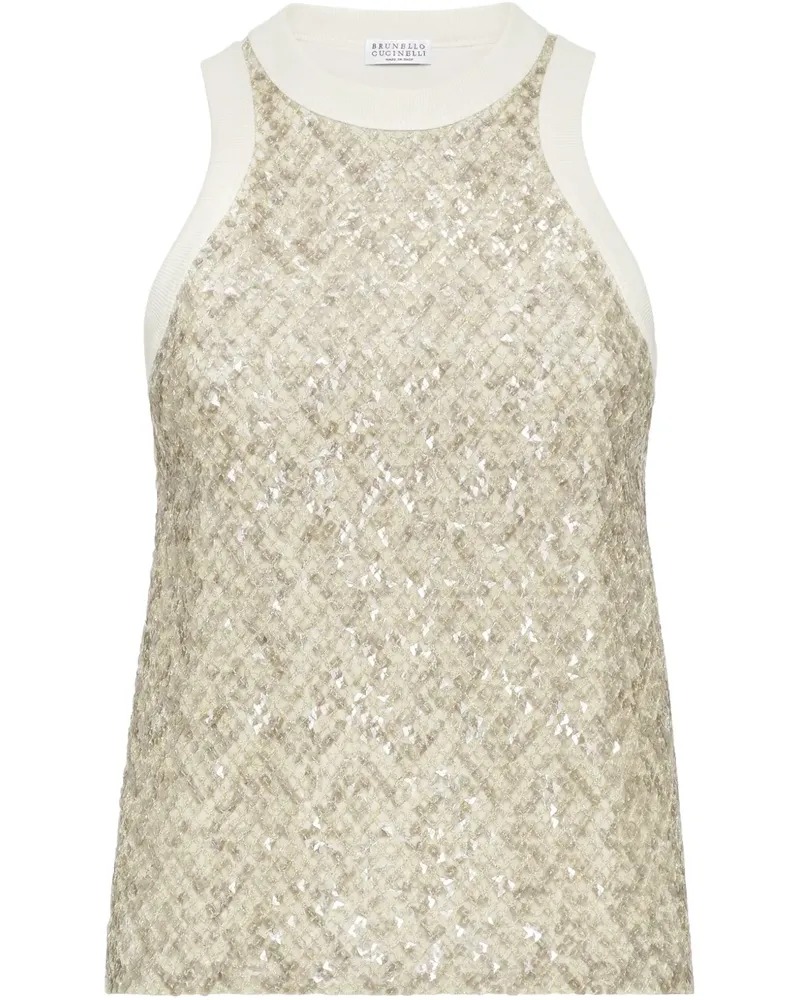 Brunello Cucinelli Tanktop mit Pailletten - Nude Nude
