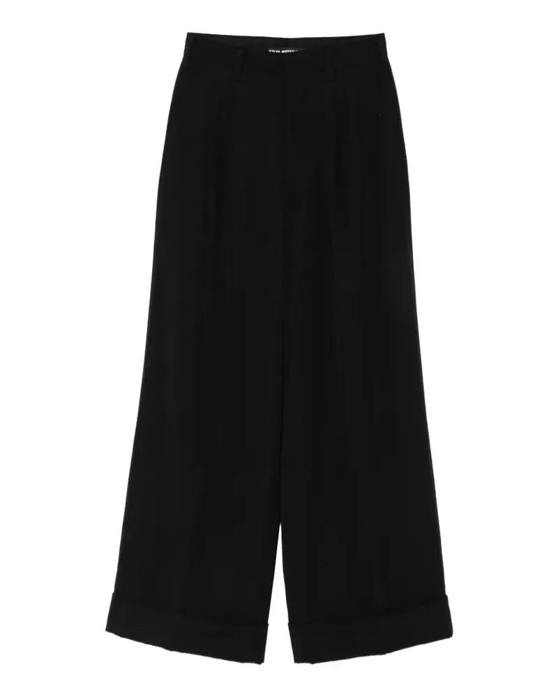 Junya Watanabe Plissierte Hose mit Umschlag - Schwarz Schwarz