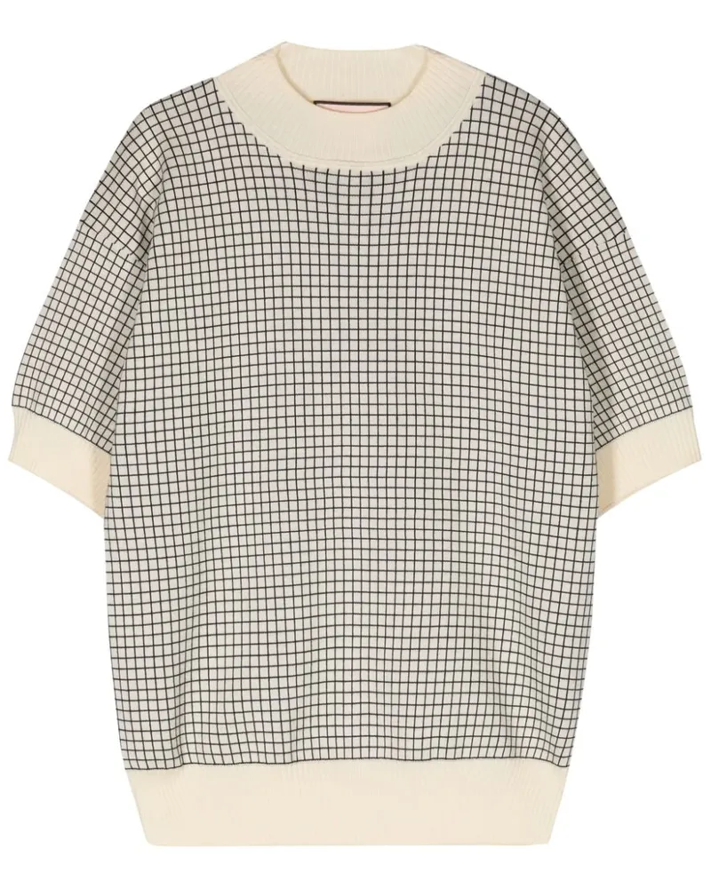 PLAN C T-Shirt mit Windowpane-Karo Nude