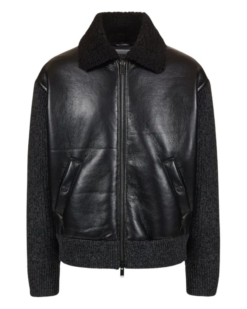 Iceberg zipped shearling-collar bomber jacket - Schwarz Schwarz