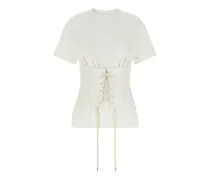 T-Shirt mit Corsage-Detail - Nude