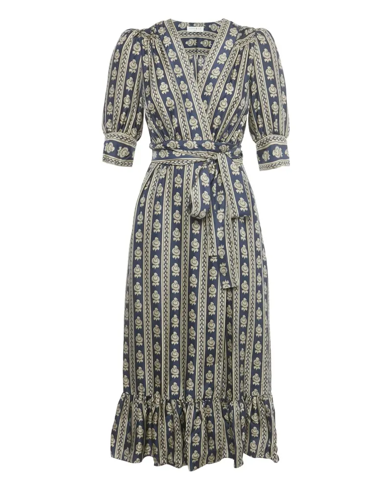 Sandro wrap silk midi dress - Blau Blau