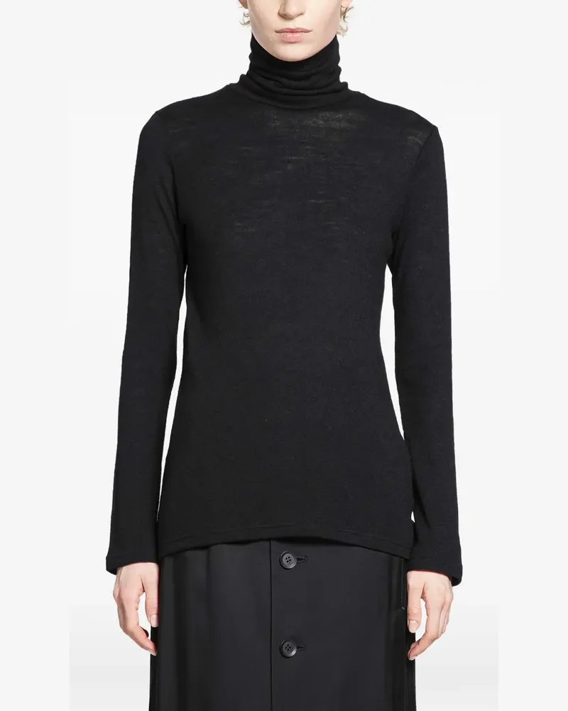 Yohji Yamamoto Oberteil aus Wolle - Schwarz Schwarz