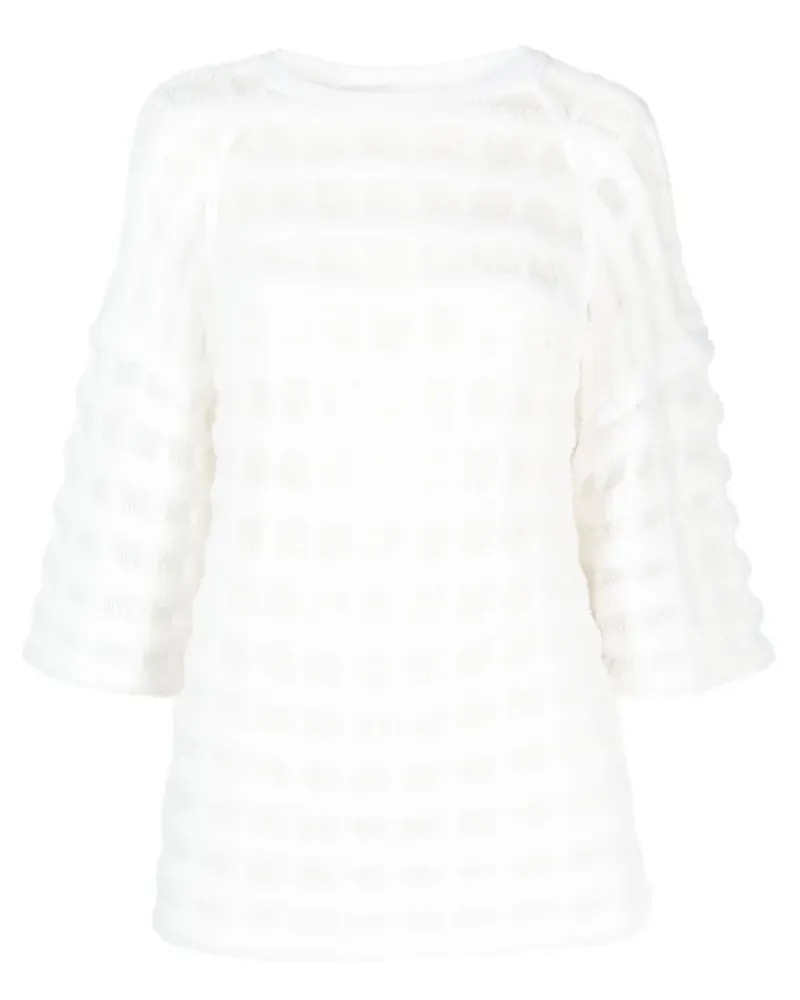 Genny Strickoberteil mit Fleece-Textur - Weiß Weiß