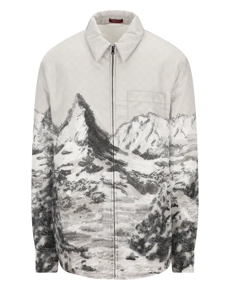 Gucci Jacke mit Gebirgs-Print und Reißverschluss - Weiß Weiß