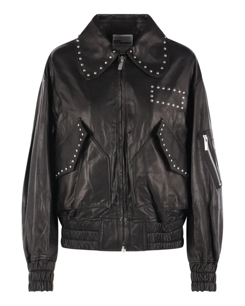 Noir Kei Ninomiya Lederjacke mit Nieten - Schwarz Schwarz