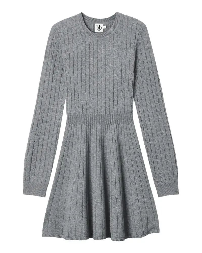 b+ab Faltenkleid mit Zopfmuster - Grau Grau