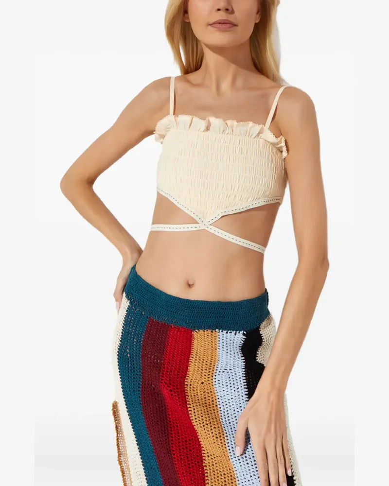 AGUA BENDITA Amari ruffled tie top - Weiß Weiß