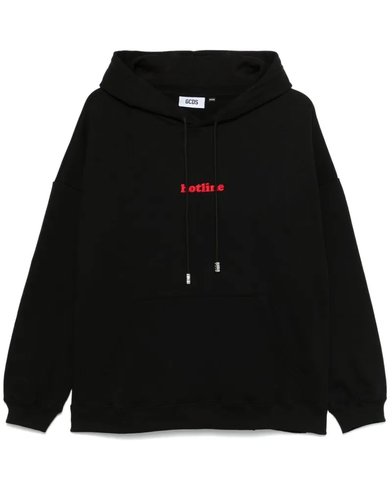 GCDS Hoodie mit Hotline-Stickerei - Schwarz Schwarz