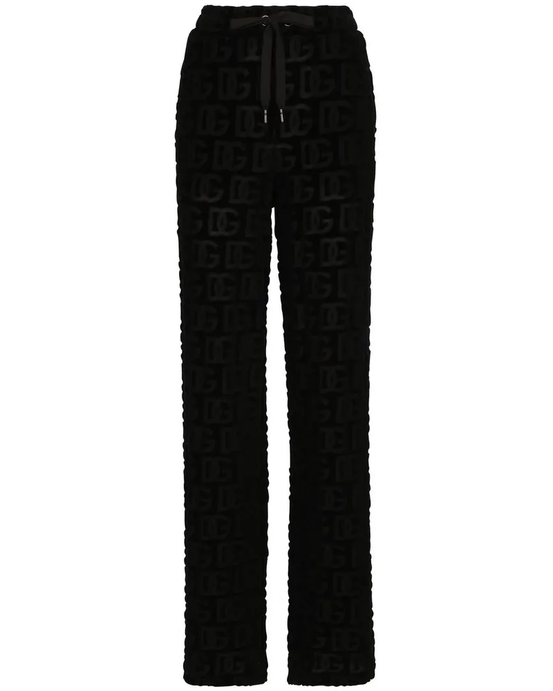 Dolce & Gabbana Ausgestellte Jacquard-Hose mit DG-Logo - Schwarz Schwarz