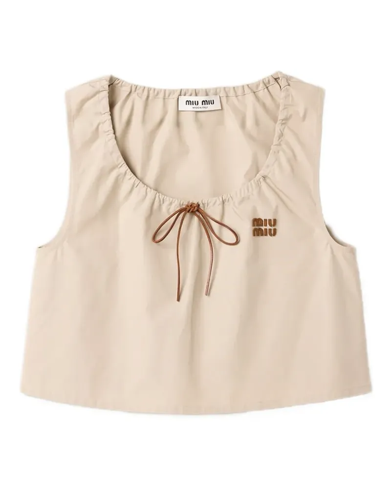 Miu Miu Panama Cropped-Top - Nude Nude