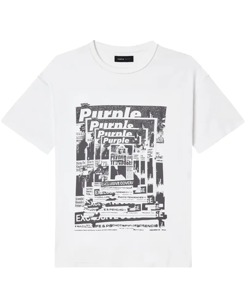 PURPLE BRAND Tabloid T-Shirt - Weiß Weiß