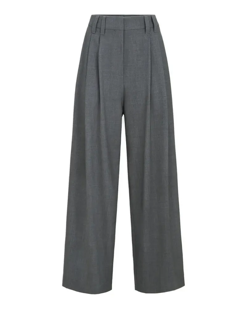Brunello Cucinelli Maßgeschneiderte Hose aus Tropical-Luxury-Wolle mit Monili-Verzierung - Grau Grau