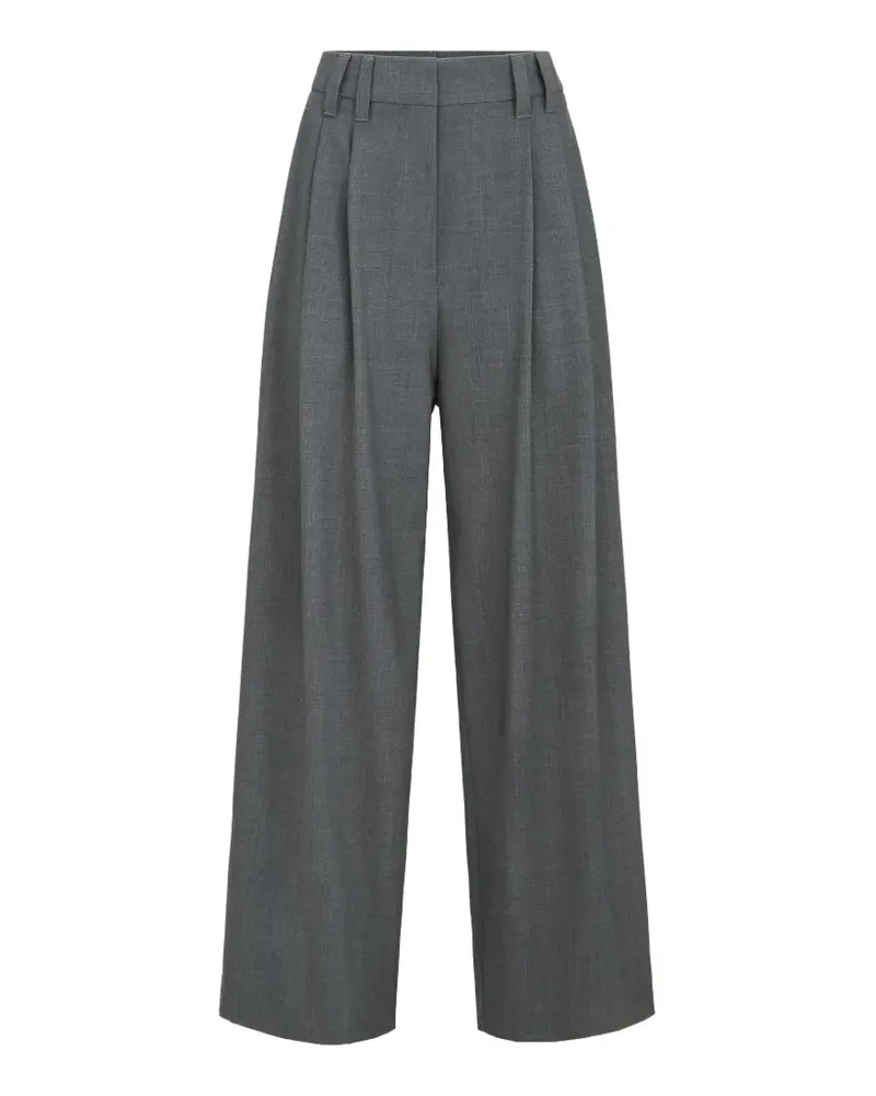 Brunello Cucinelli tropical luxury wool tailored trousers with monili - Grau Grau