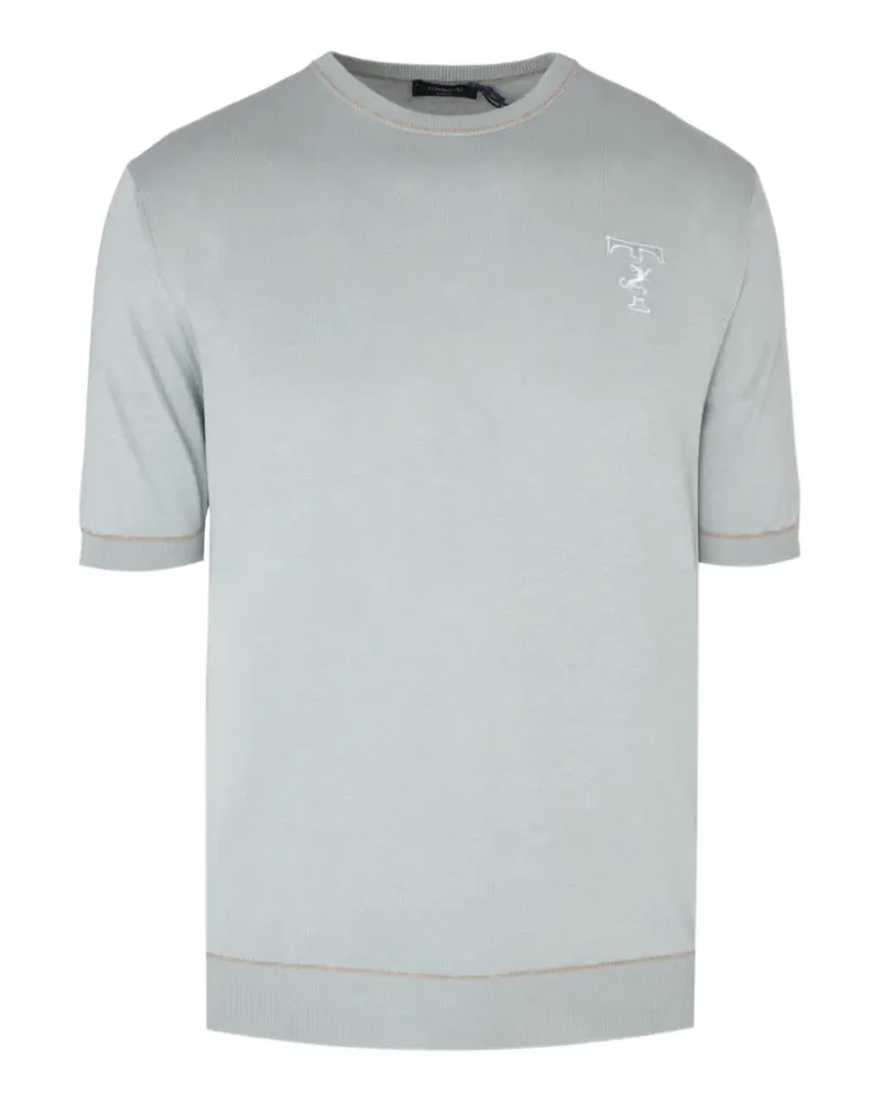 Tombolini logo-embroidered short-sleeve sweater - Blau Blau